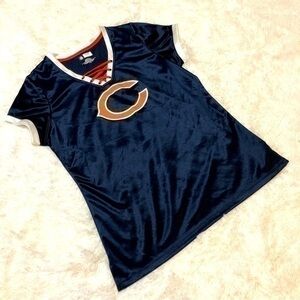 NFL Team Apparel Chicago Bears Ladies Jersey Shirt, Shiny Navy Orange White, L